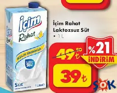 İÇİM RAHAT LAKTOZSUZ SÜT 1 L indirimli fiyat İÇİM RAHAT LAKTOZSUZ SÜT 1 L fiyat ve kampanya bilgisi